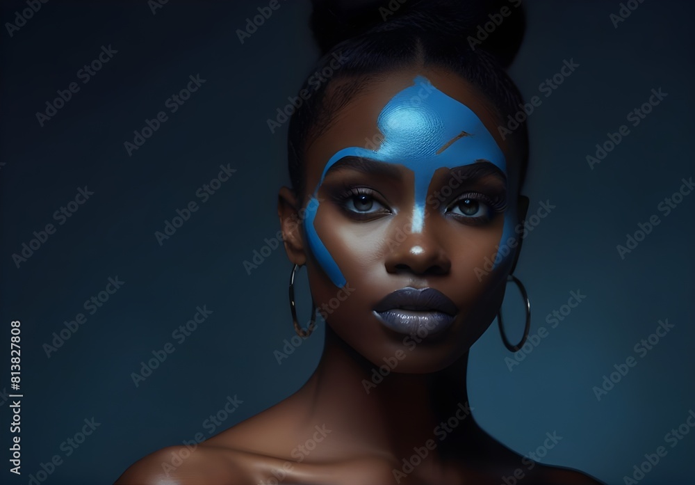 Blue makeup concept on a girl face