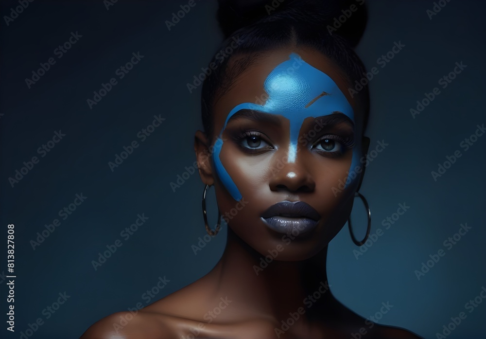 Blue makeup concept on a girl face Blue makeup concept on a girl face