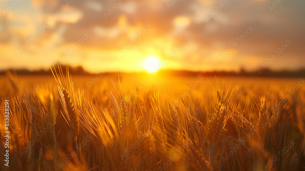 Golden Field Sunset at Dusk: Capturing the Beauty of Nature in a Rural Landscape Golden Field Sunset at Dusk: Capturing the Beauty of Nature in a Rural Landscape