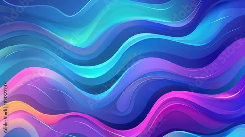 The background is composed of smooth shiny waves on an abstract modern background