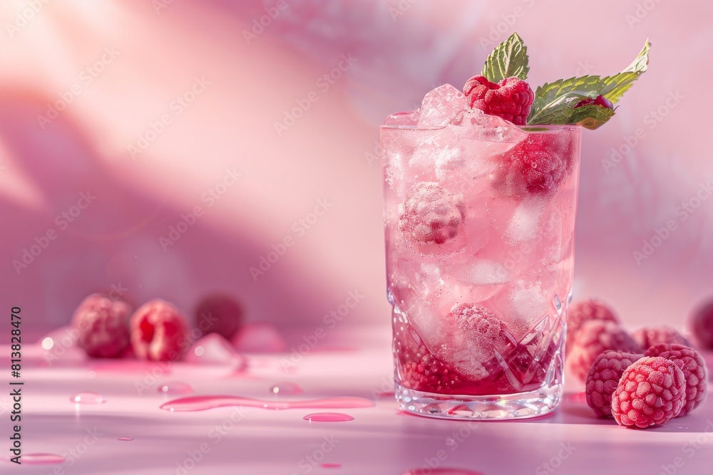 Summer cocktail recipe on pink background with natural lighting Summer cocktail recipe on pink background with natural lighting