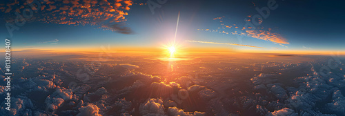 Stunning High Altitude Sunset Over Landscapes Aerial View of Breathtaking Sunset Scene with Photorealistic Details