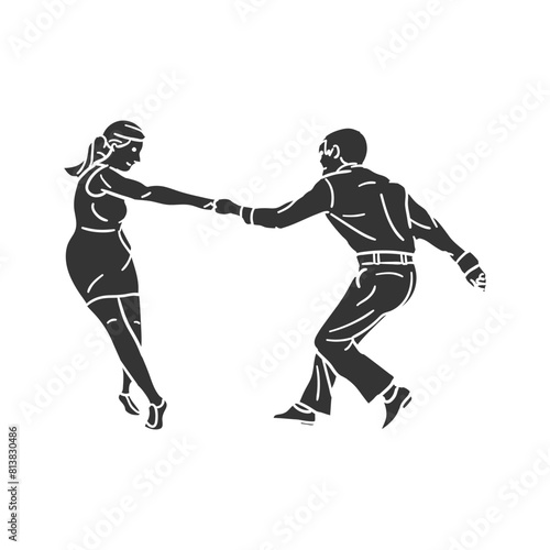 West Coast Swing Icon Silhouette Illustration. Dancing Vector Graphic Pictogram Symbol Clip Art. Doodle Sketch Black Sign.
