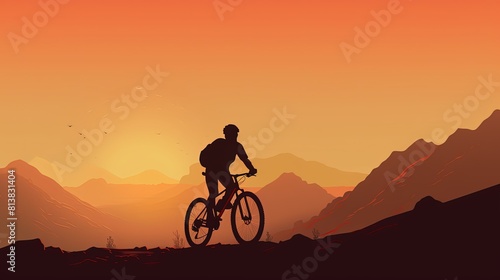 Mountain biker riding in mountain landscape