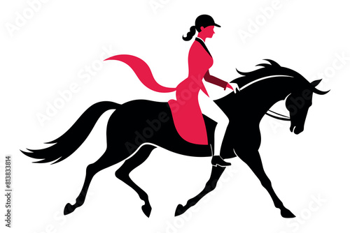 Girl jockey posing on horseback