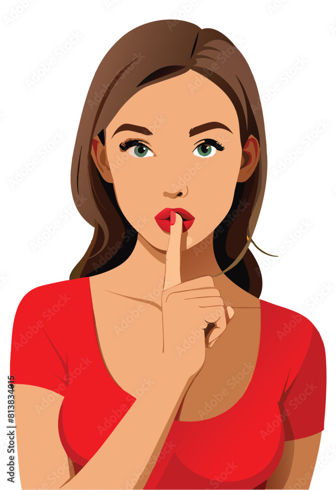 young woman with finger on lips young woman with finger on lips