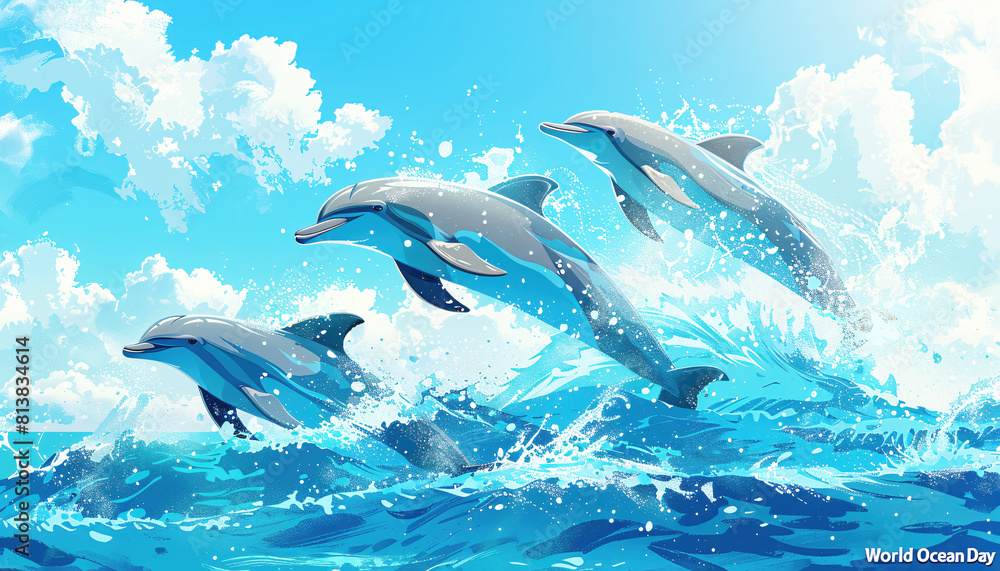 Obraz premium Designing the Depths, Creating a Masterpiece Vector Art and Illustration for World Ocean Day