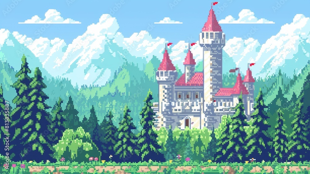 A web banner featuring pixel art cartoon characters for the game Play Again A web banner featuring pixel art cartoon characters for the game Play Again