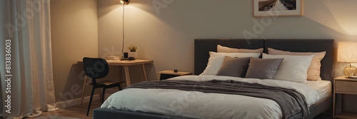 Scandinavian interior design of modern bedroom.