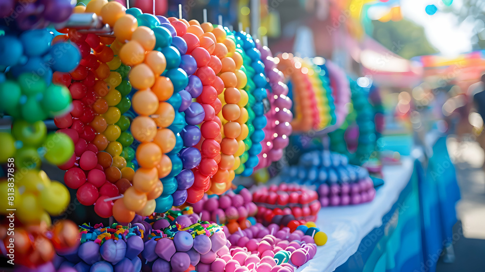 Vibrant Rainbow Craft Fair: LGBTQ Artisans Showcase Handmade Goods and Rainbow themed Crafts at Festive Festival Celebration   Photo Realistic Stock Concept