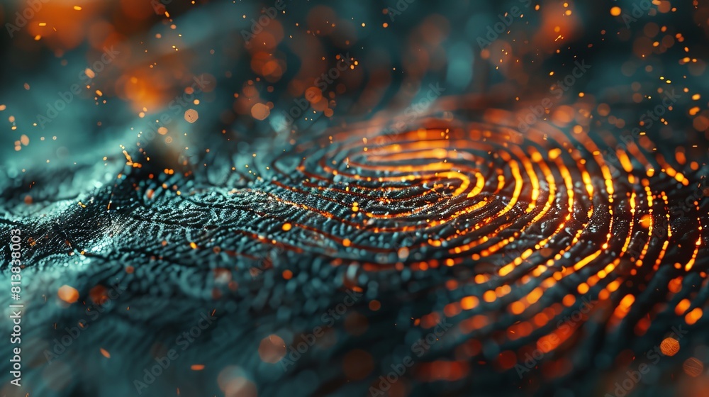 A detailed shot of a fingerprint being scanned on a biometric scanner, highlighting the intricate patterns and ridges of the fingerprint against a blurred background. A detailed shot of a fingerprint being scanned on a biometric scanner, highlighting the intricate patterns and ridges of the fingerprint against a blurred background.