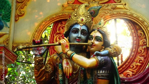 sculpture of god krishna and radha photo