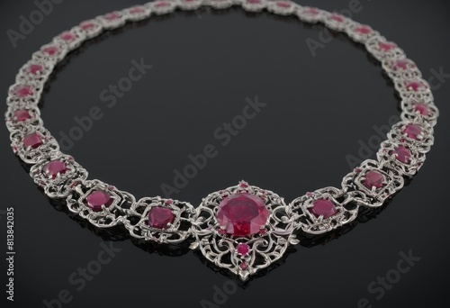 silver chain with rubies