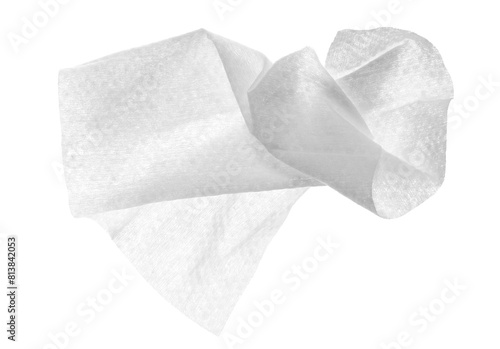 Slika na platnu White disposable wet crumpled wipes isolated, clipping