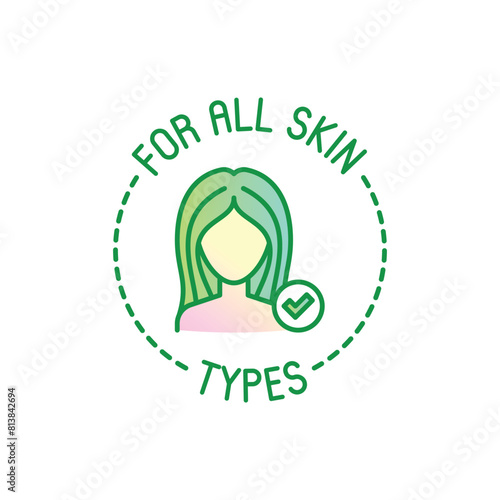 For all skin types symbol. Thin line icon for beauty product. Modern vector illustration. (ID: 813842694)