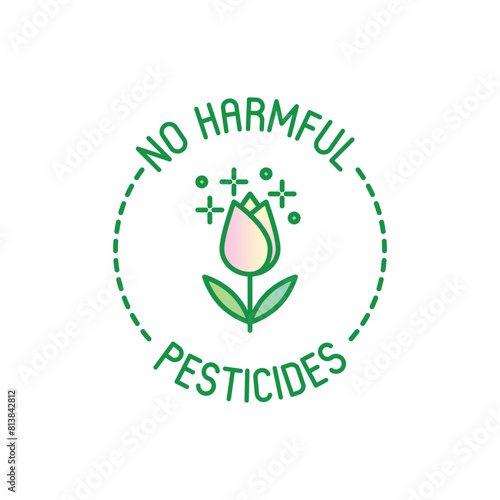 No harmful pesticides symbol. Thin line icon. Organic product label. Modern vector illustration.