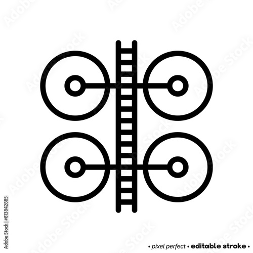 Water sewage treatment thin line icon. Industrial construction for water filtration. Pixel perfect, editable stroke. Vector illustration.