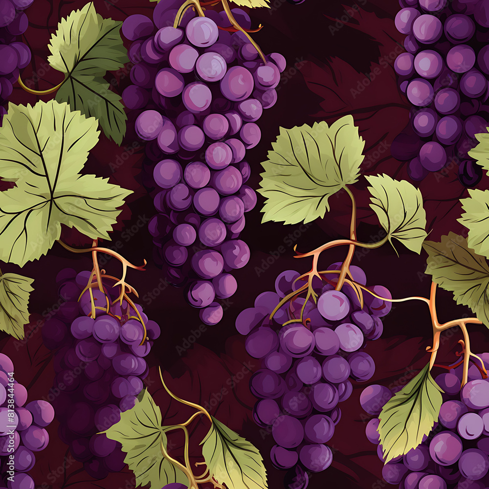 Fototapeta premium Grape seamless pattern, beautiful modern graphics can be used in a variety of designs.