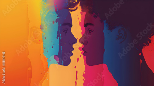 Colorful flat design icon representing a Pride Art Exhibit showcasing LGBTQ artists and themes celebrating visibility and artistic expression. Vector illustration in modern style. 
