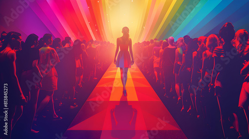 Vibrant LGBTQ Fashion Show: Flat Design Icons Celebrating Identity and Creativity in Runway Event   Adobe Stock Illustration photo