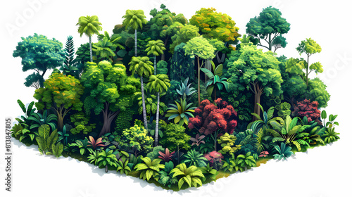 Vibrant Rainforest Canopy  Simple Flat Design Icon Showcasing Diversity of Ecosystem