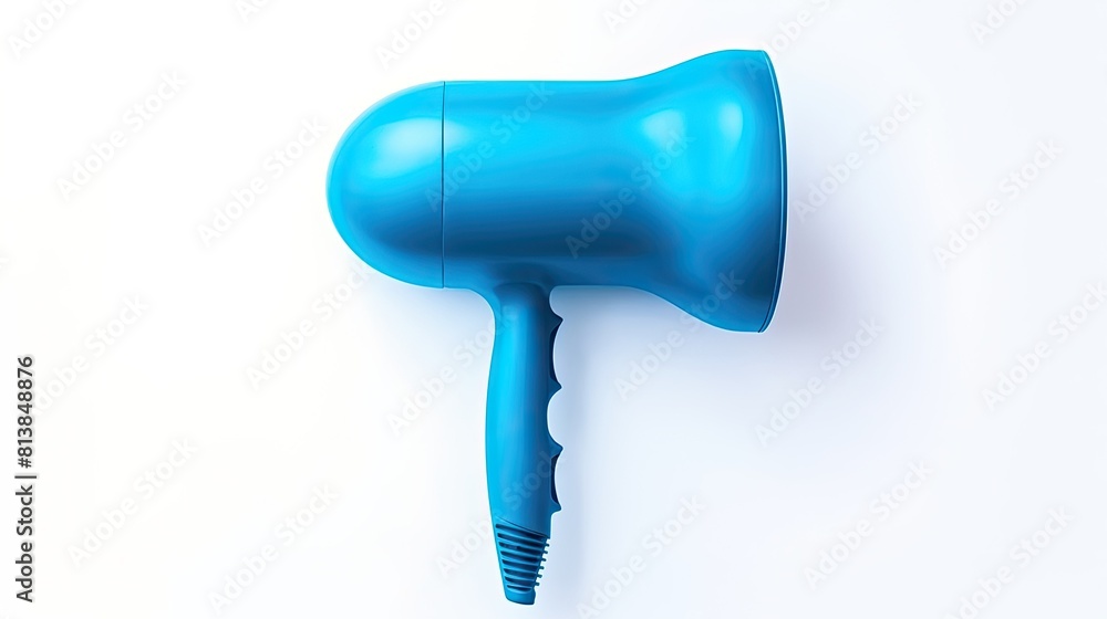 Fototapeta premium blue hair dryer on white background
