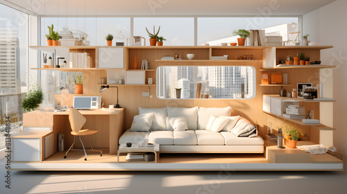 transformative micro-living design a micro-apartment concept. photo