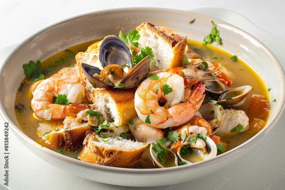 Fragrant Olive Oil Toasted Bread with Savory Seafood Stew Fragrant Olive Oil Toasted Bread with Savory Seafood Stew