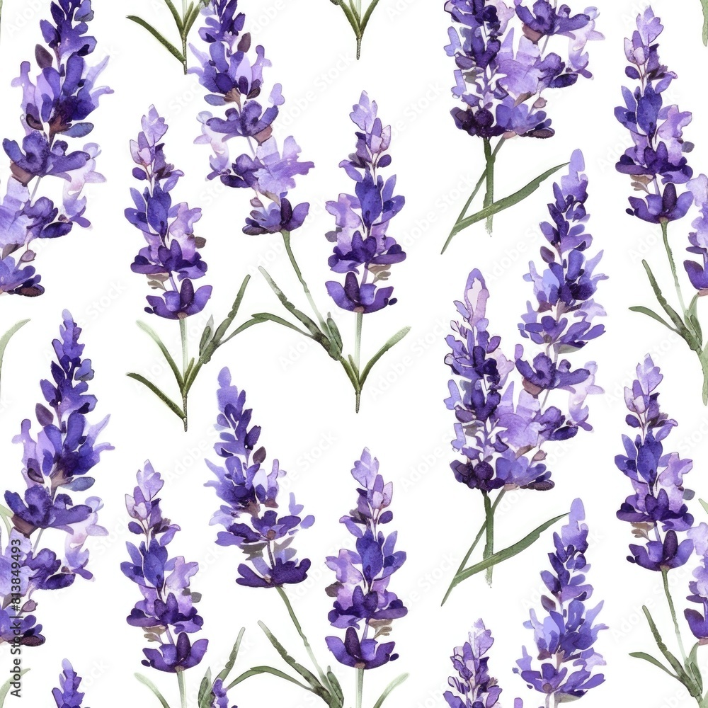 Naklejka premium Seamless Lavender Watercolor Pattern for Design and Backgrounds