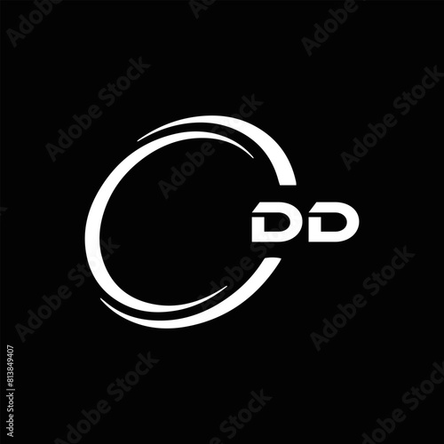 DD logo. D D design. White DD letter. DD, D D letter logo design. Initial letter DD linked circle uppercase monogram logo. golden logo