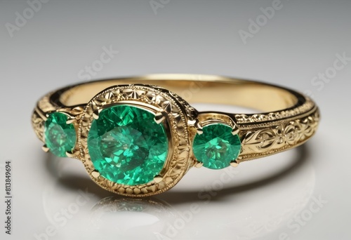 gold ring with emeralds