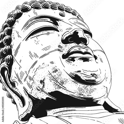 Large statue of a buddha- vector drawing