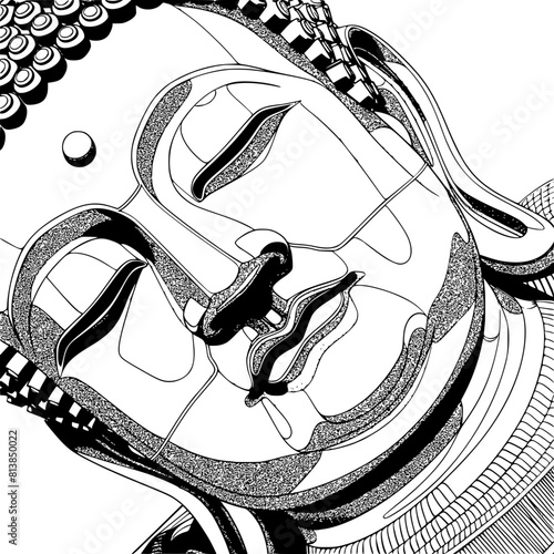 Statue of a buddha head, close up