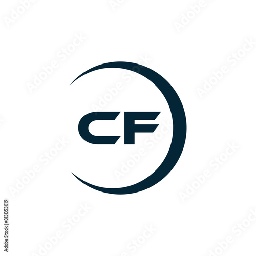 CF logo. C F design. White CF letter. CF, C F letter logo design. Initial letter CF linked circle uppercase monogram logo. C F letter logo vector design. 