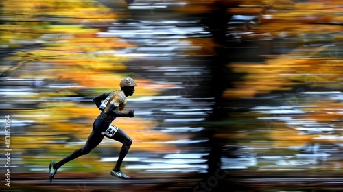 Energetic track and field athlete in action at sports event with natural light background