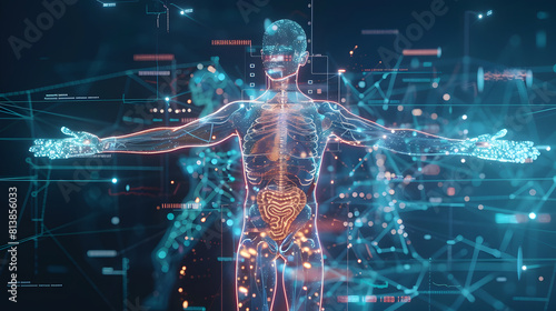 A man's skeleton is shown in a computer-generated image