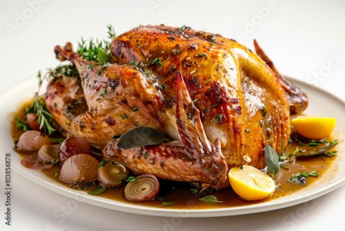 Golden-Brown Roasted Turkey with Aromatic Herbs and Citrus photo