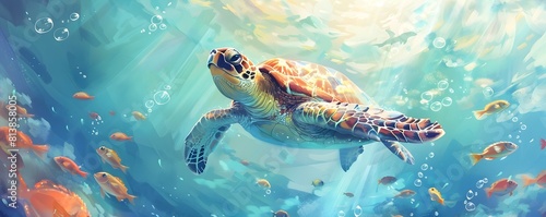 Pastel Hued Sea Turtle Glid...