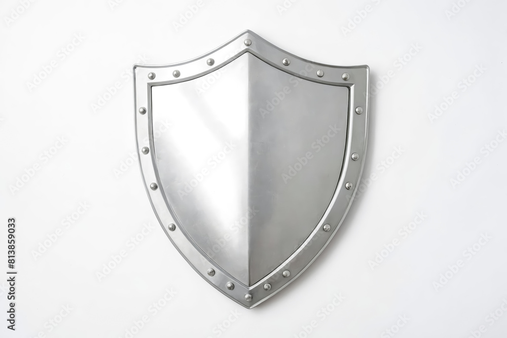 Shiny Silver Shield on White Background Shiny Silver Shield on White Background