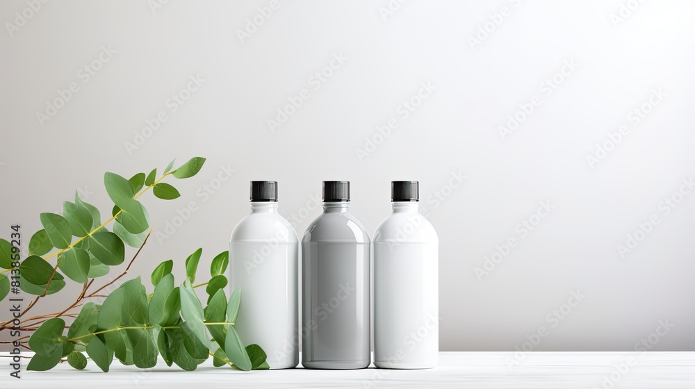 bio organic bottle of cleaning product and leaves bio organic bottle of cleaning product and leaves