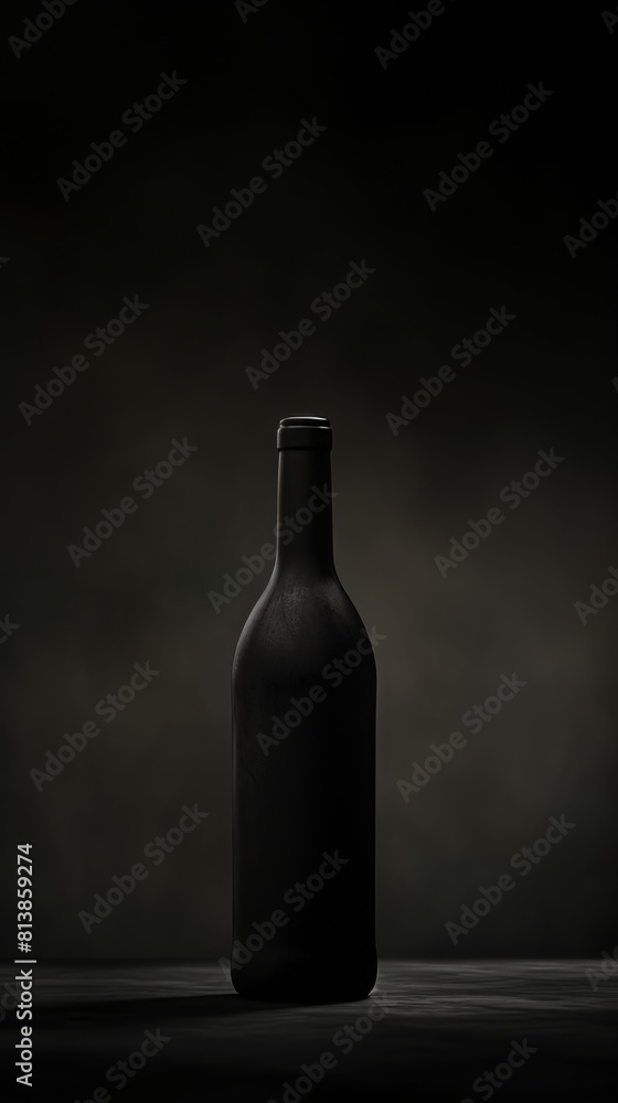 Dark silhouette of a wine bottle on a black background Dark silhouette of a wine bottle on a black background