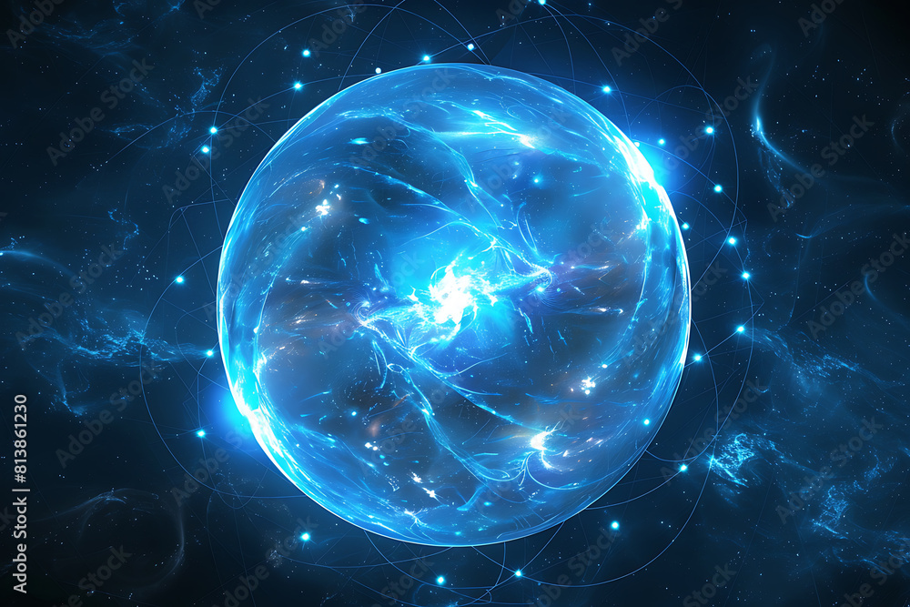 Obraz premium Abstract glowing sphere. Data protection.