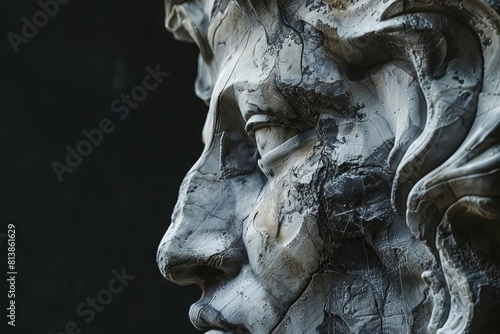 stoic stone sculpture ancient grecoroman abstraction of human form generative ai illustration photo