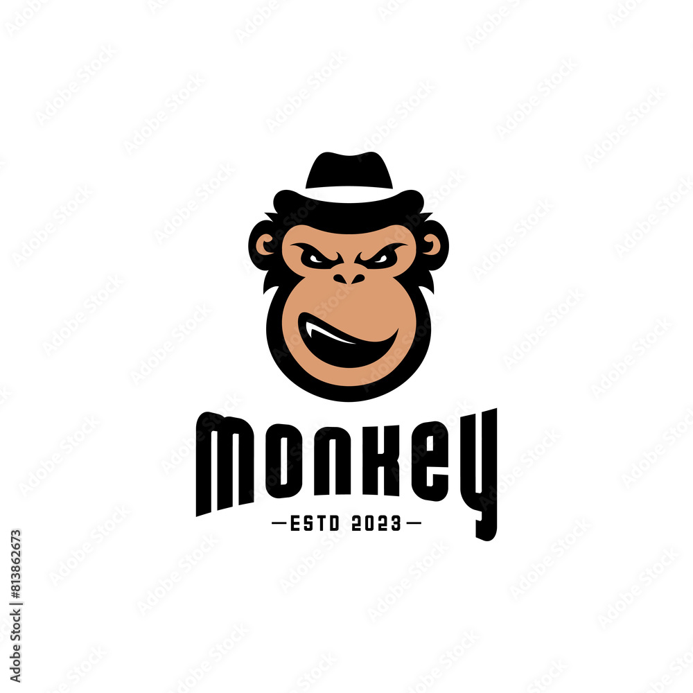 vector angry monkey wearing a cowboy hat