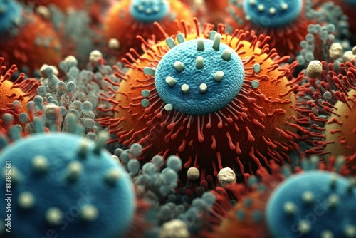 Persistent Macro virus cell. Science disease. Generate Ai