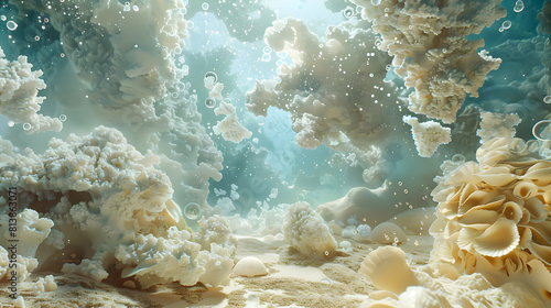 Fototapeta Naklejka Na Ścianę i Meble -  Coral bleaching by climate change. Dead and dying coral reef due to global warming and boiling