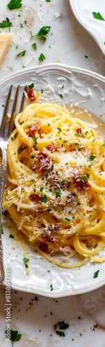 Plate of pasta with cheese and parmesan on it. Italian food 