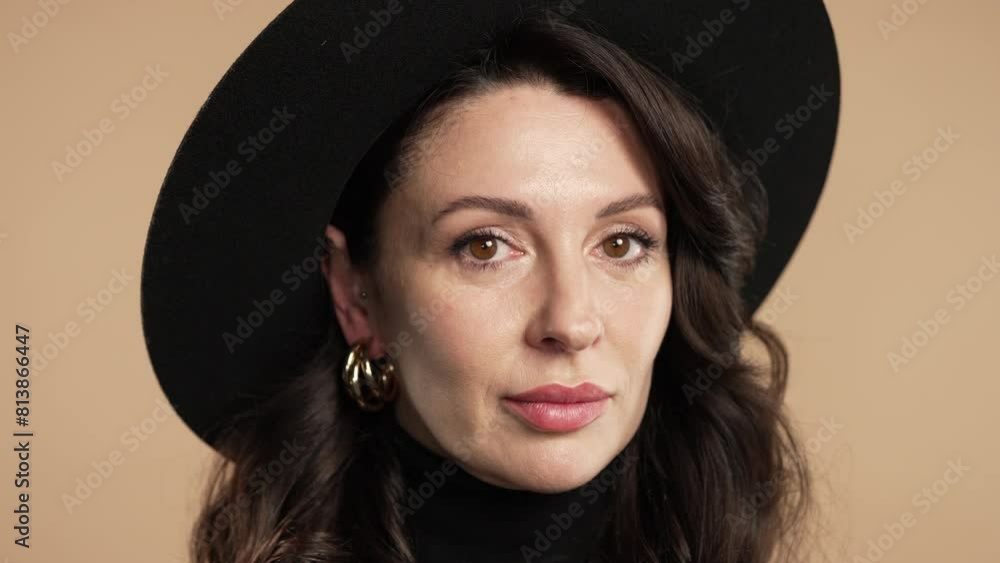 Disagree stylish mature woman disapproves signal, NO head sign,rejecting,denying Disagree stylish mature woman disapproves signal, NO head sign,rejecting,denying