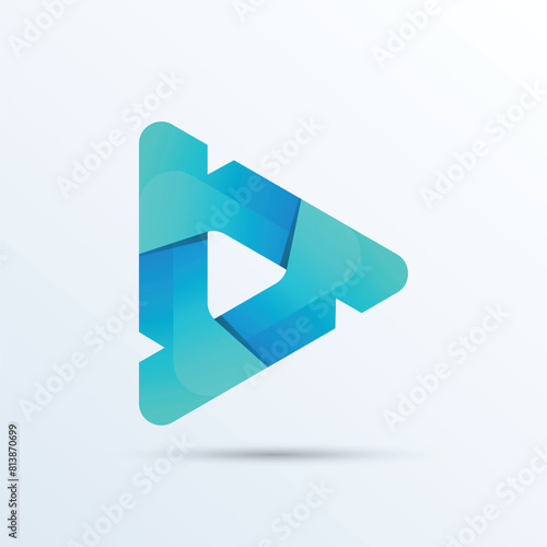 colorful media play logo design. Play button logo design shape symbol for modern technology media