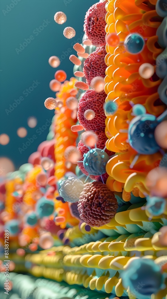 Detailed Molecular Model of Bacterial Cell Wall Structure in Vibrant Detailed Molecular Model of Bacterial Cell Wall Structure in Vibrant
